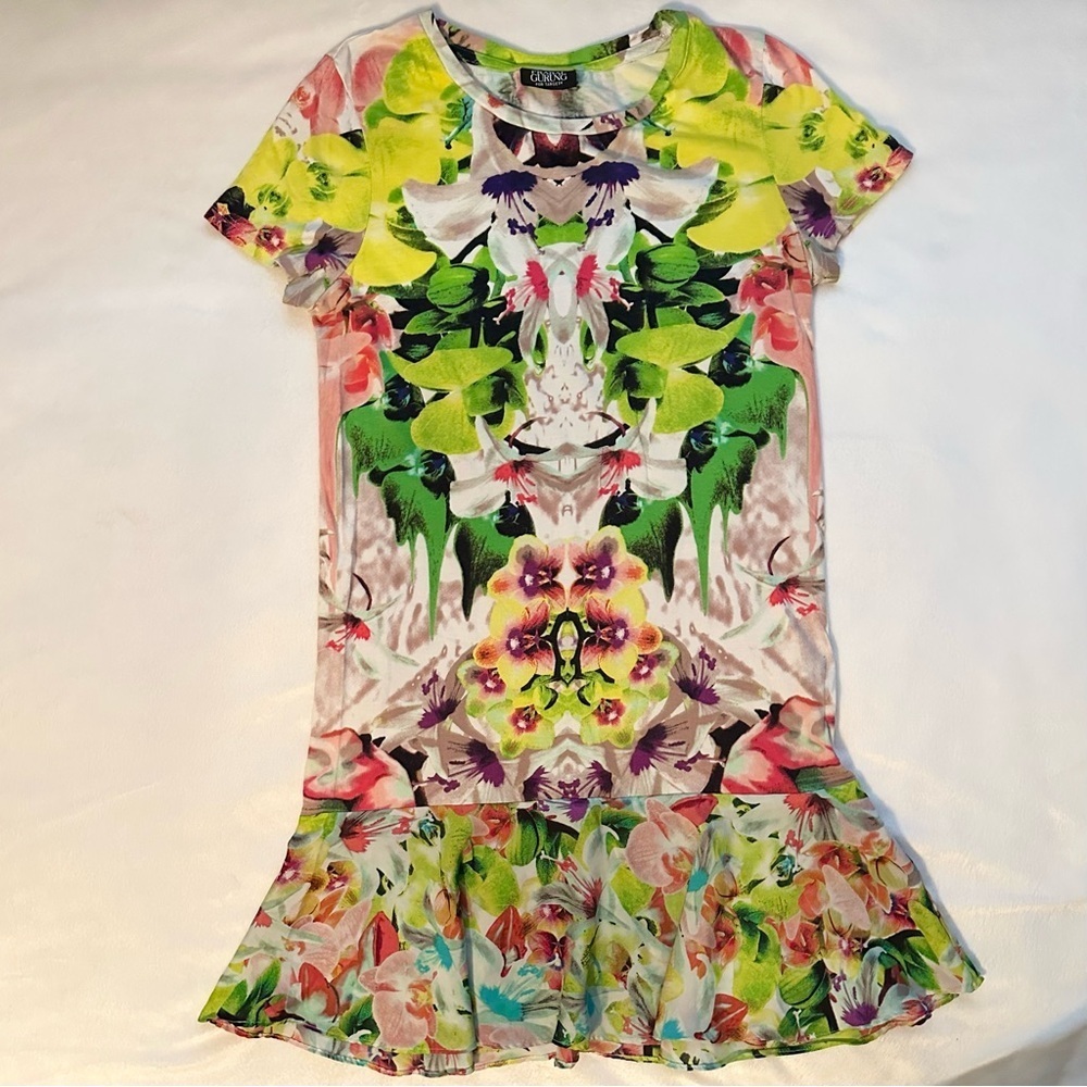Prabal Gurung for Target Mini Dress XS Ruffle Hem Colorful Floral Boho Vibrant